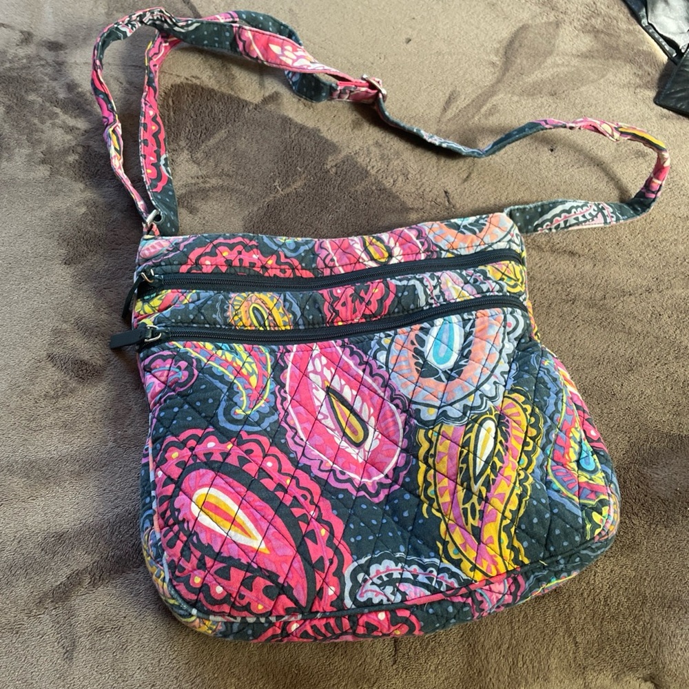 Vera Bradley Black Multi Paisley Quilted Crossbody